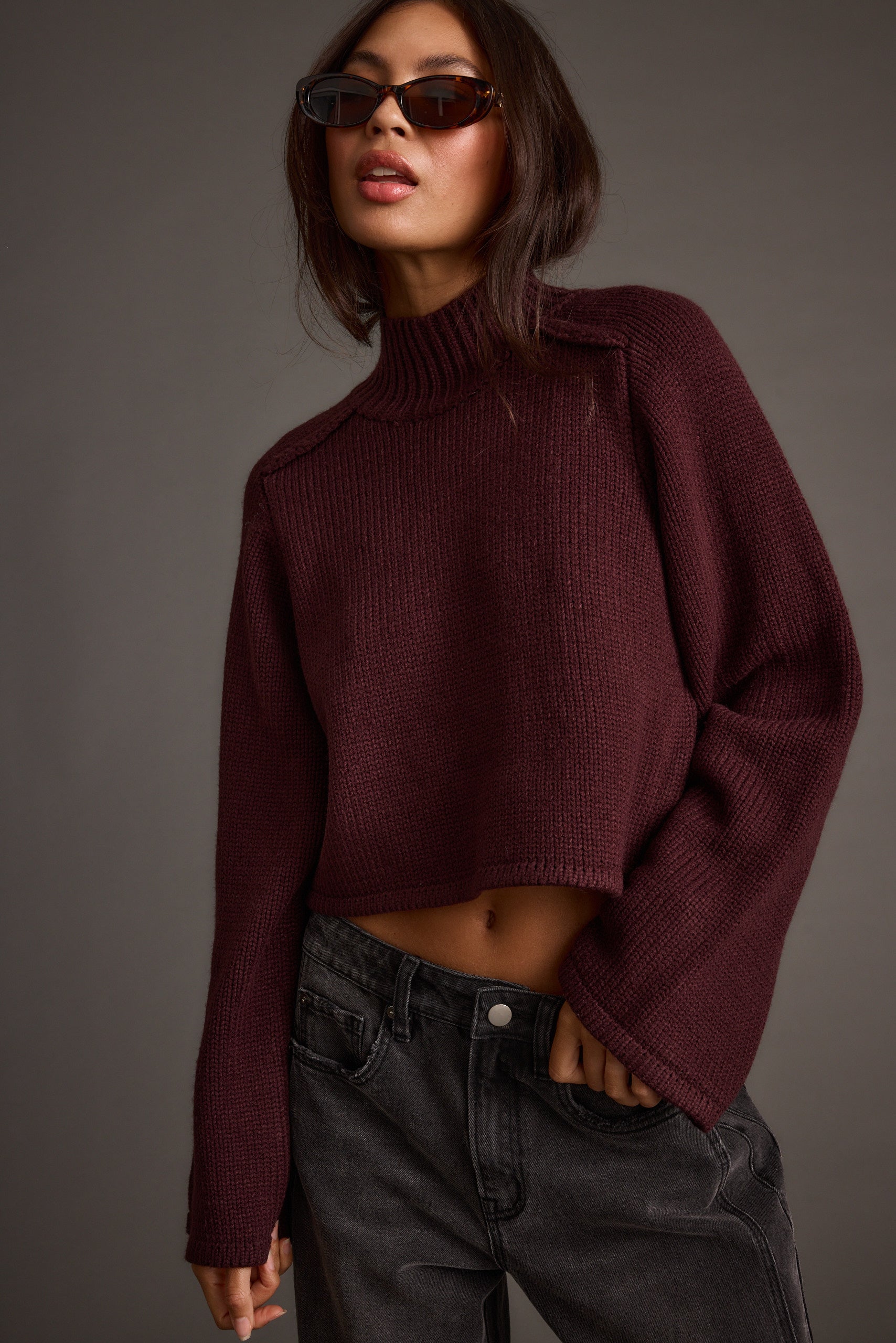Arden Plum Cropped Sweater