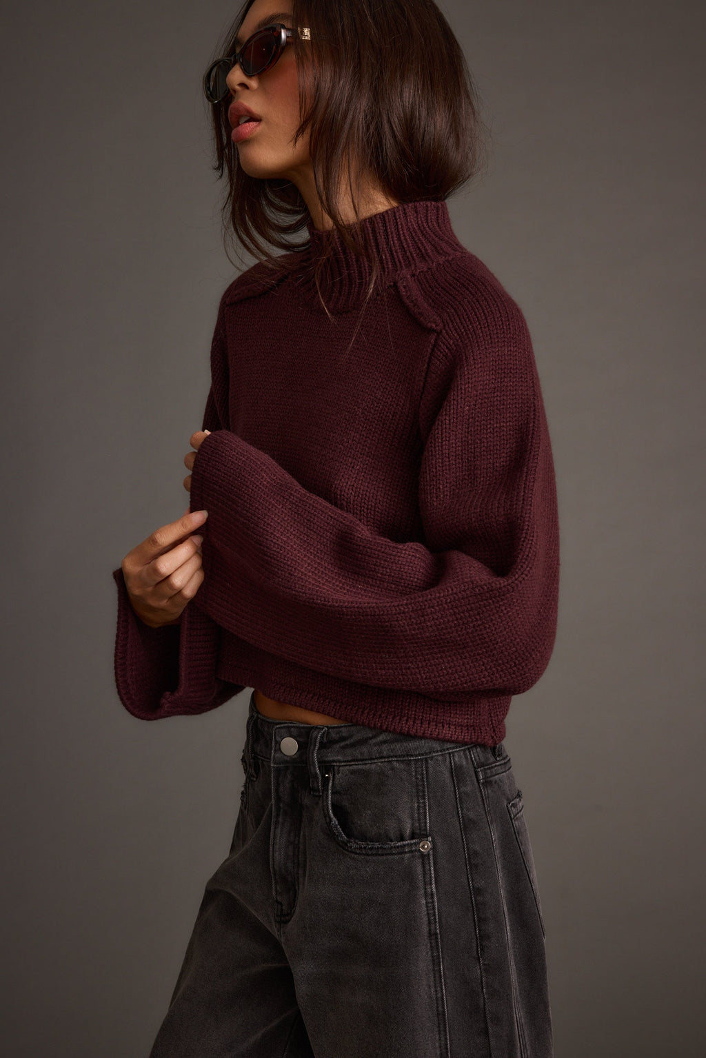 Arden Plum Cropped Sweater