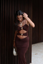 Elena Brown Slinky Dress