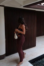 Elena Brown Slinky Dress