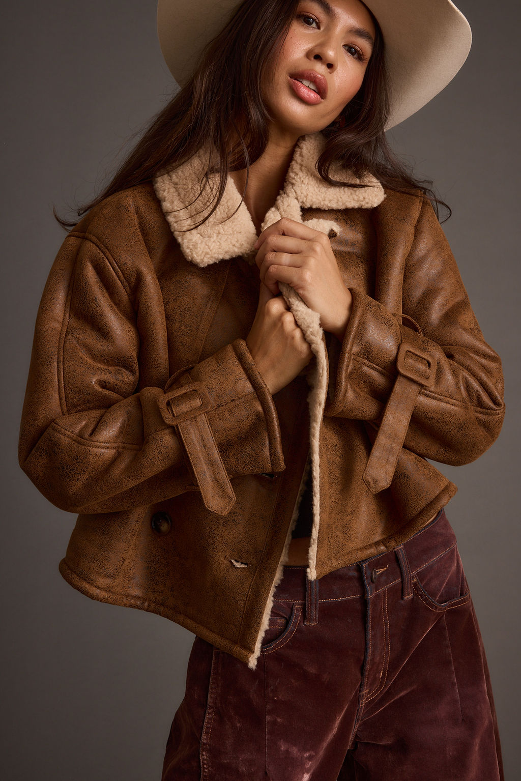 Avery Vintage Wash Sherling Coat