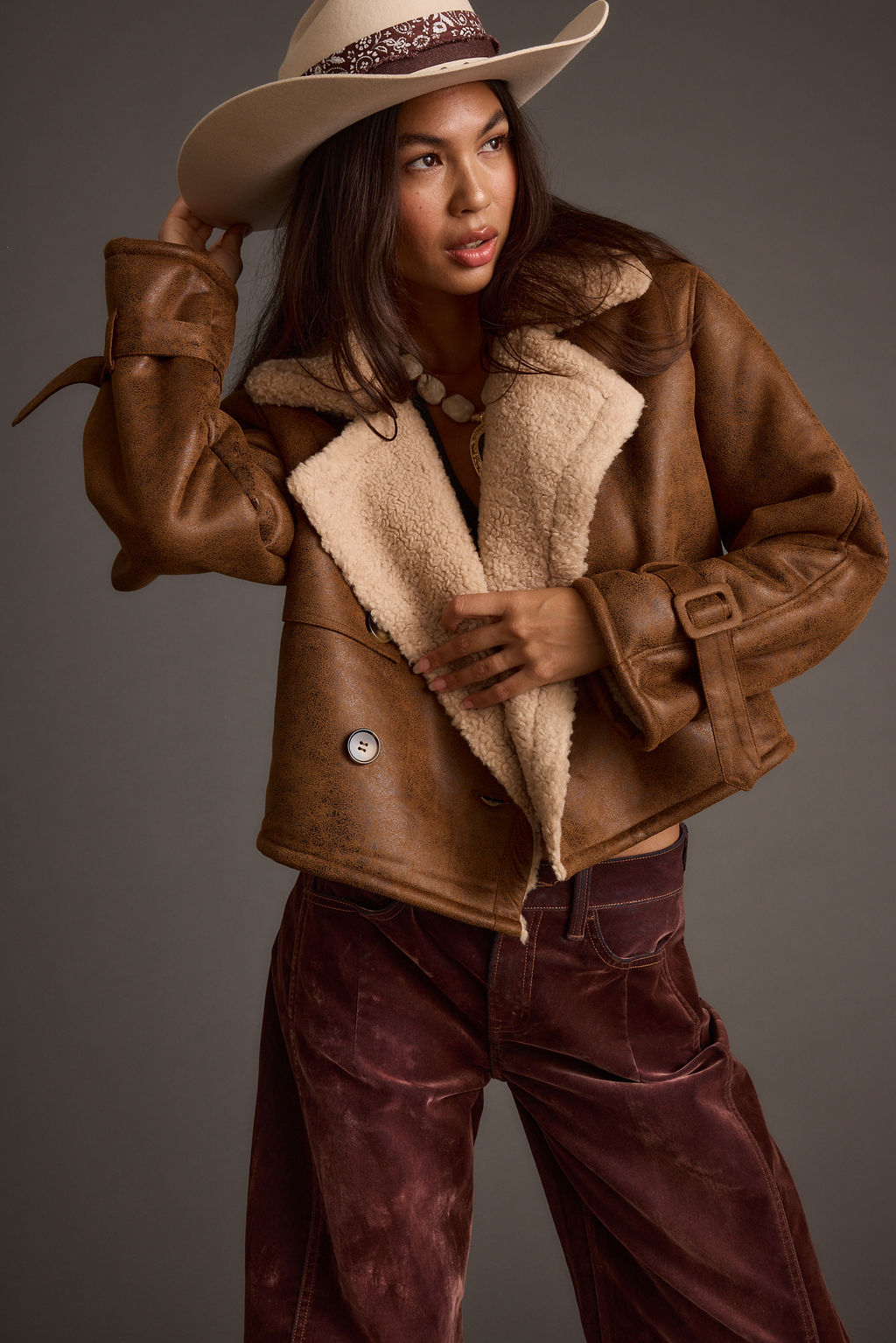 Avery Vintage Wash Sherling Coat