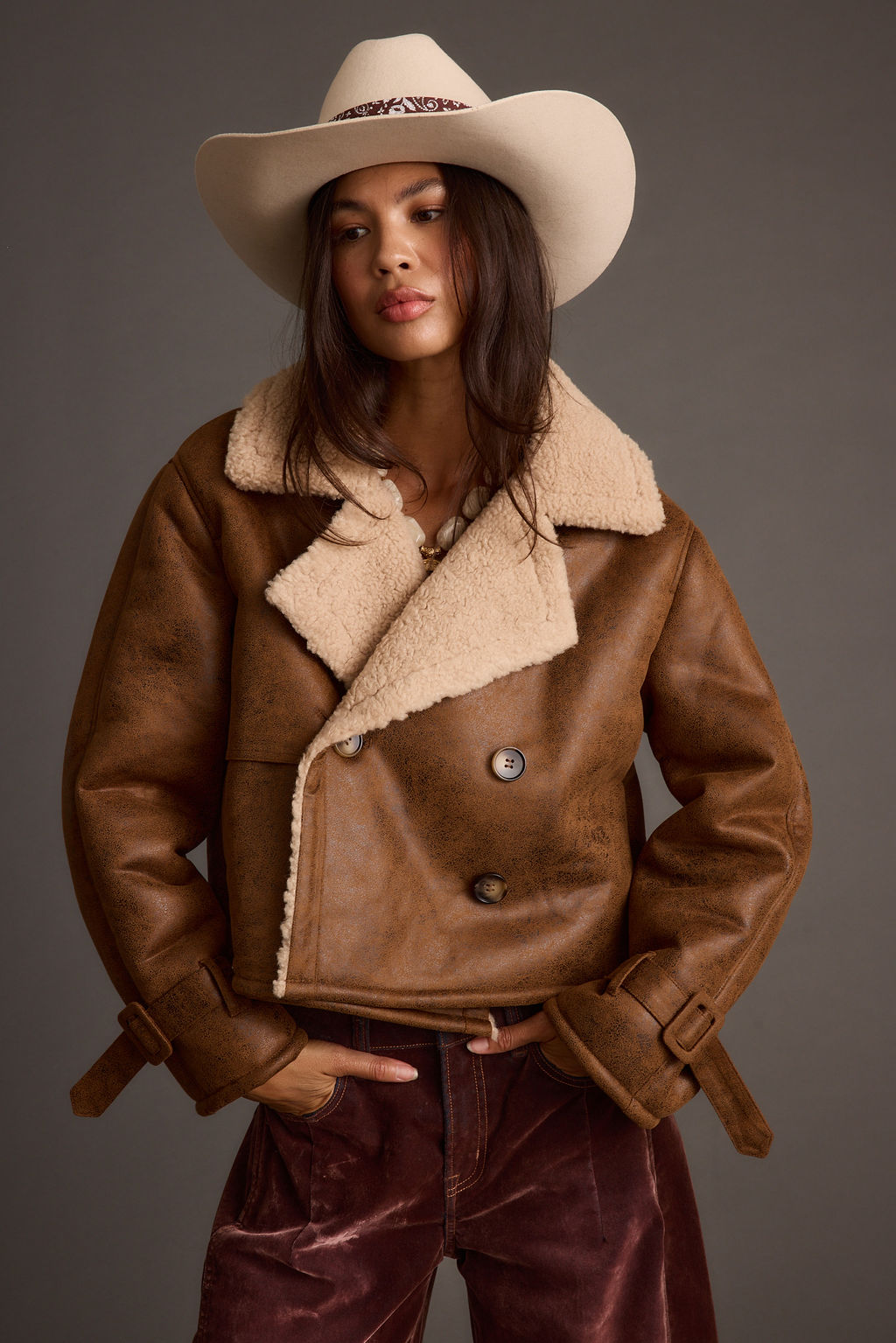 Avery Vintage Wash Sherling Coat