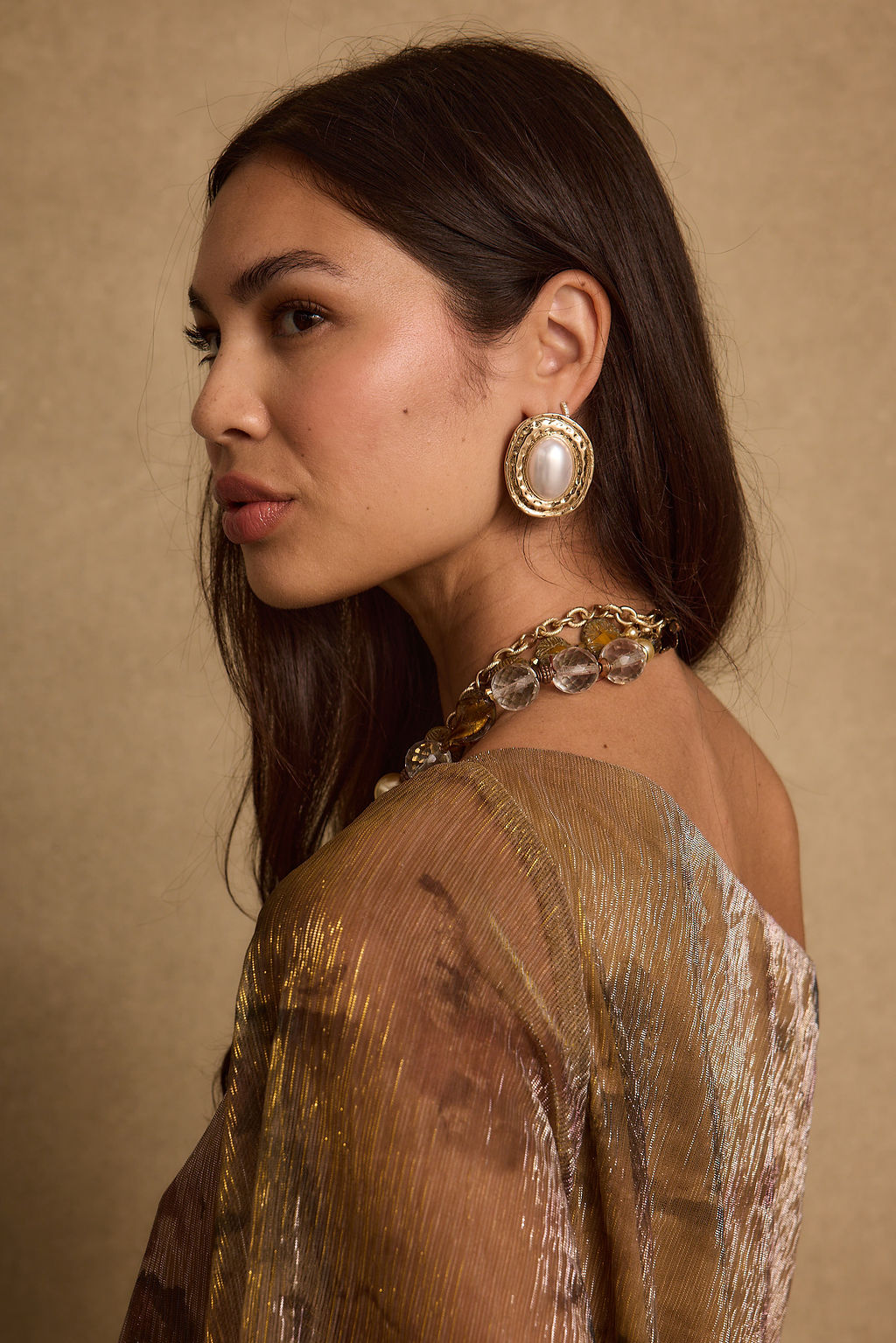 Bailey Gold and Pearl Statement Earrings