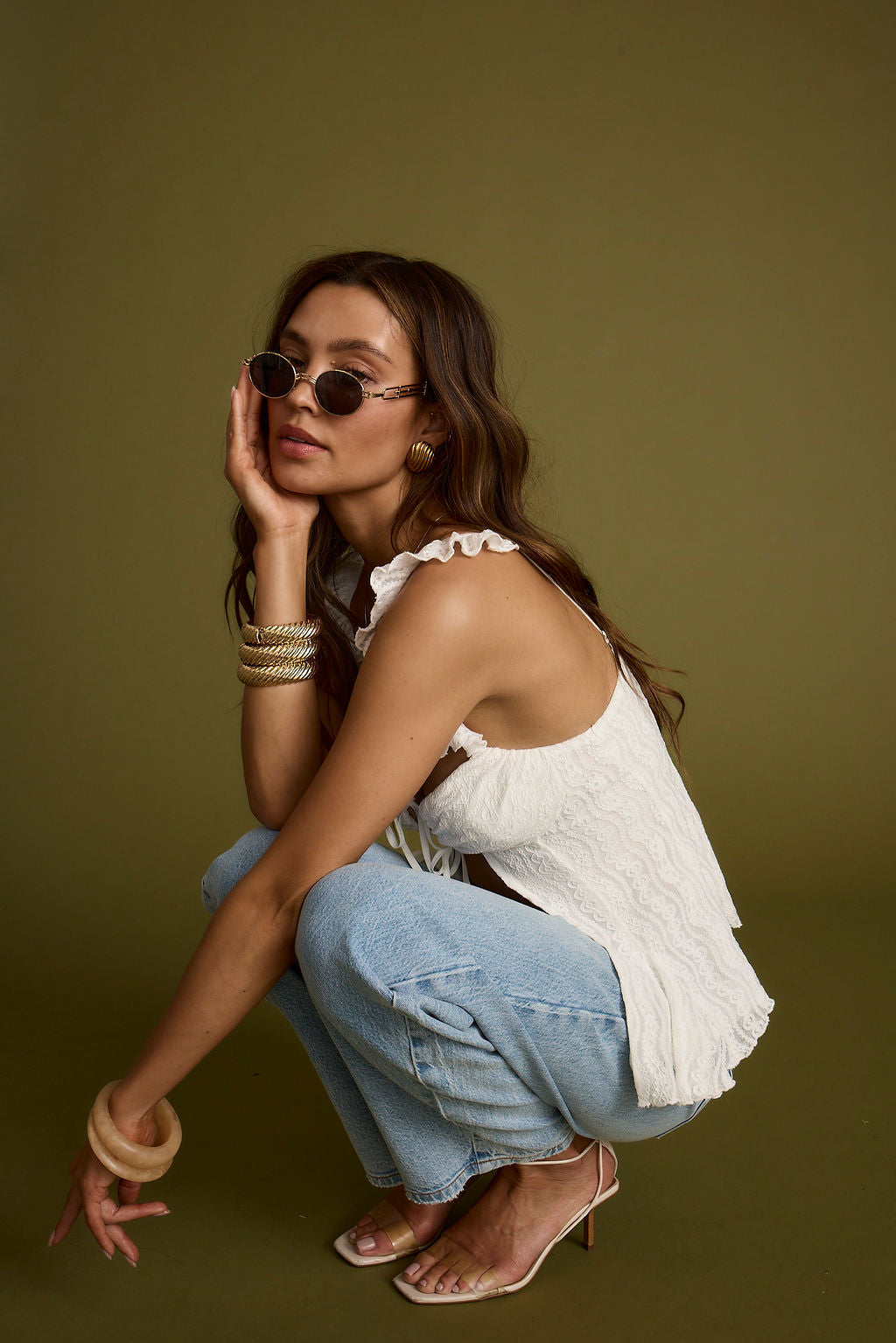 Bianca Black Circle Sunglasses