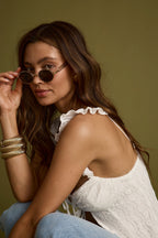 Bianca Black Circle Sunglasses