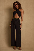 Amalfi Black Linen Halter Top