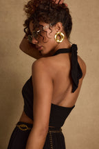 Amalfi Black Linen Halter Top