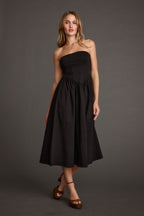Blaire Strapless Drop Waist Midi Dress
