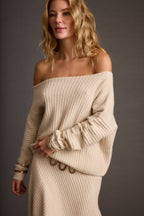 Blanc Cream Off the Shoulder Sweater