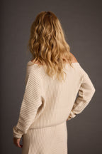 Blanc Cream Off the Shoulder Sweater