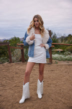 Brie White Sequin Mini Skirt