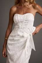Brighton White Strapless Satin Wrap Dress