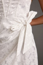 Brighton White Strapless Satin Wrap Dress