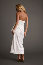 Brighton White Strapless Satin Wrap Dress