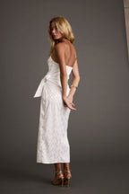 Brighton White Strapless Satin Wrap Dress