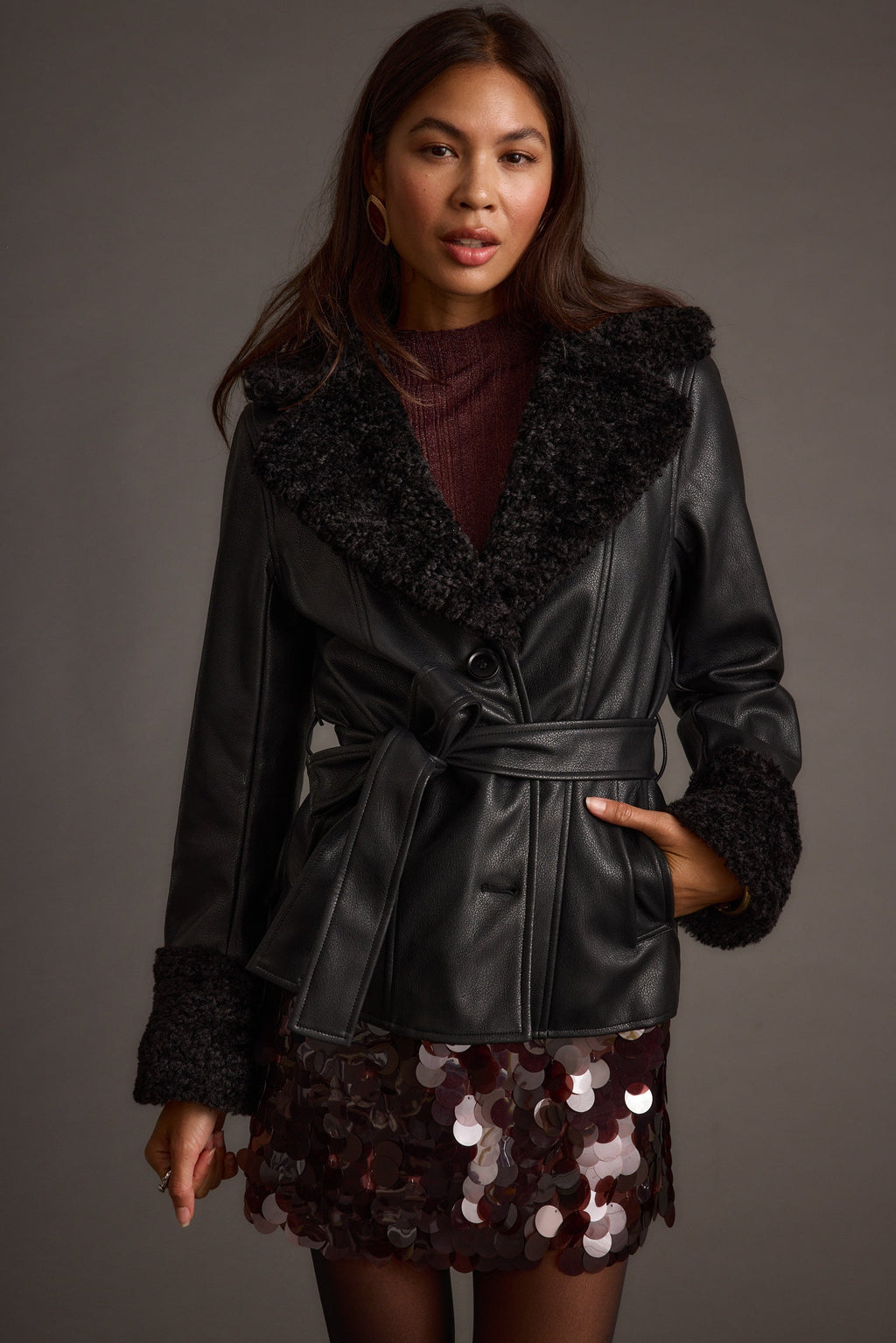 Banks Black Belted Coat