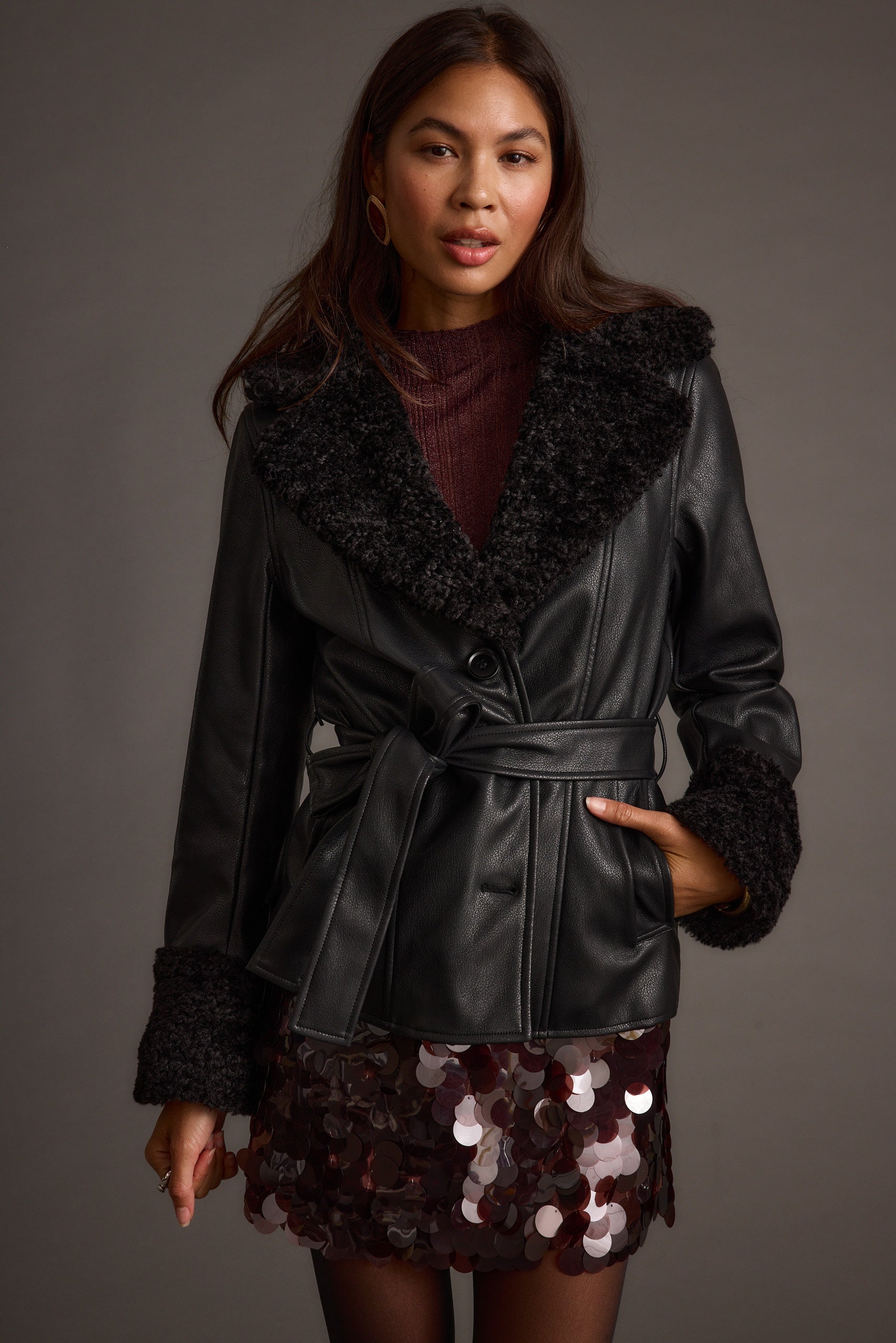 Banks Black Belted Coat