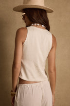 Beso Ivory Plunge Satin Top