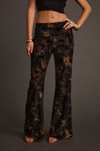 Blaise Black and Gold Mid Rise Flare Pants