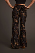 Blaise Black and Gold Mid Rise Flare Pants
