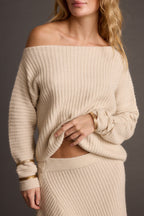 Blanc Cream Off the Shoulder Sweater