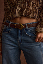 Bradbury Brown and Gold Vegan Leather Belt