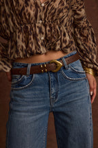 Bradbury Brown and Gold Vegan Leather Belt