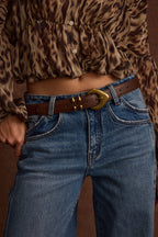 Bradbury Brown and Gold Vegan Leather Belt