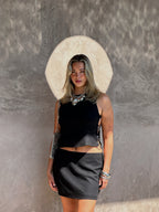 Brooke Black Linen Mini Skirt