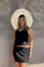 Brooke Black Linen Top