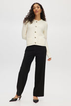 IVORY CREW NECK KNITTED CARDIGAN