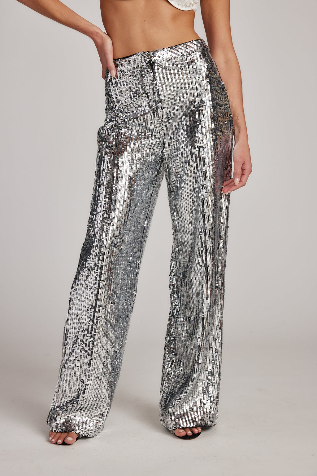 California Dreaming Silver Sequin Trousers