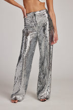 California Dreaming Silver Sequin Trousers
