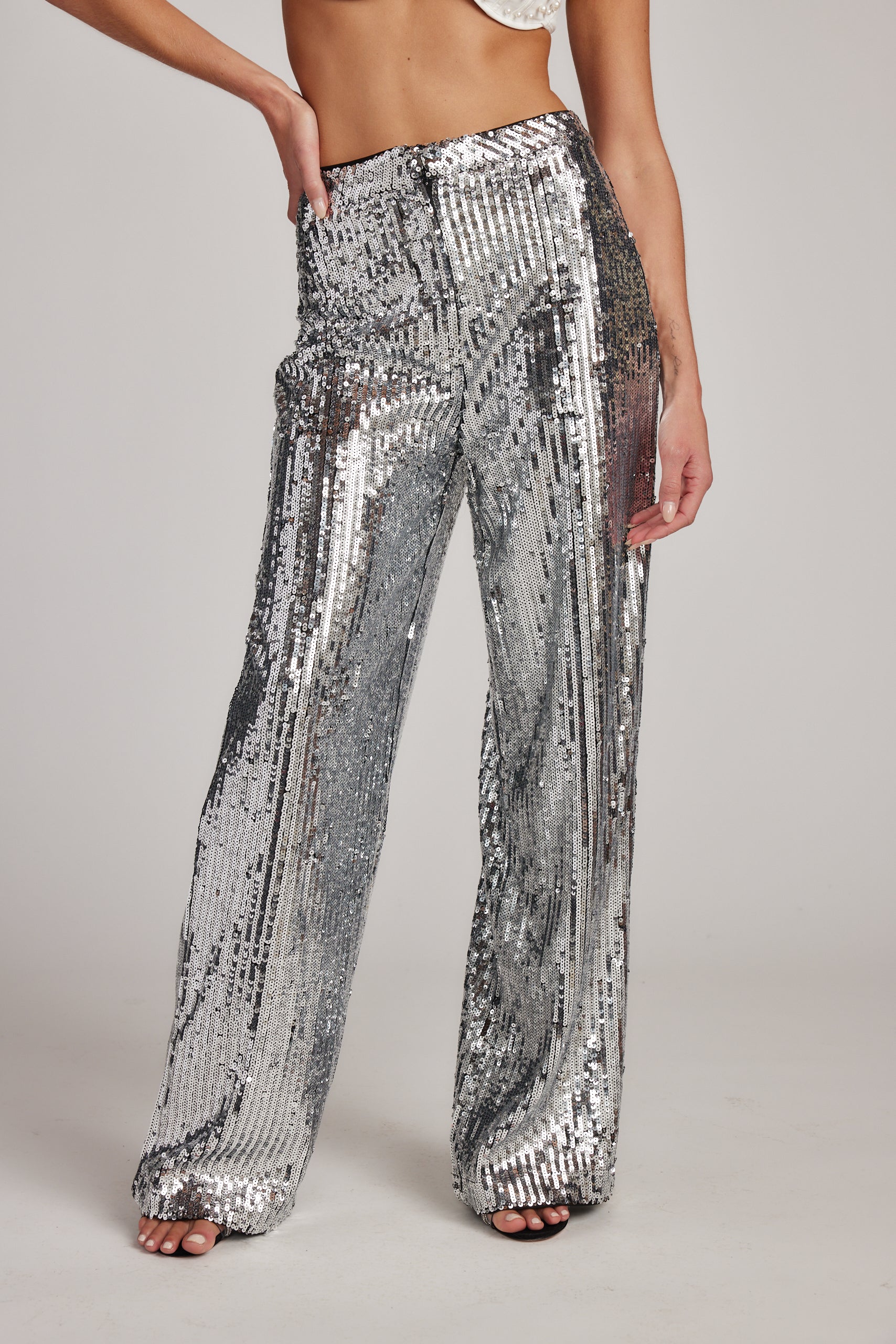 California Dreaming Silver Sequin Trousers
