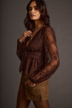 Callahan Mocha Lace Blouse