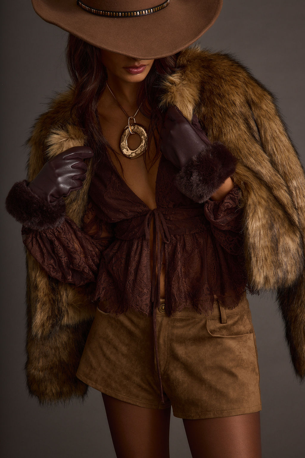 Callahan Mocha Lace Blouse