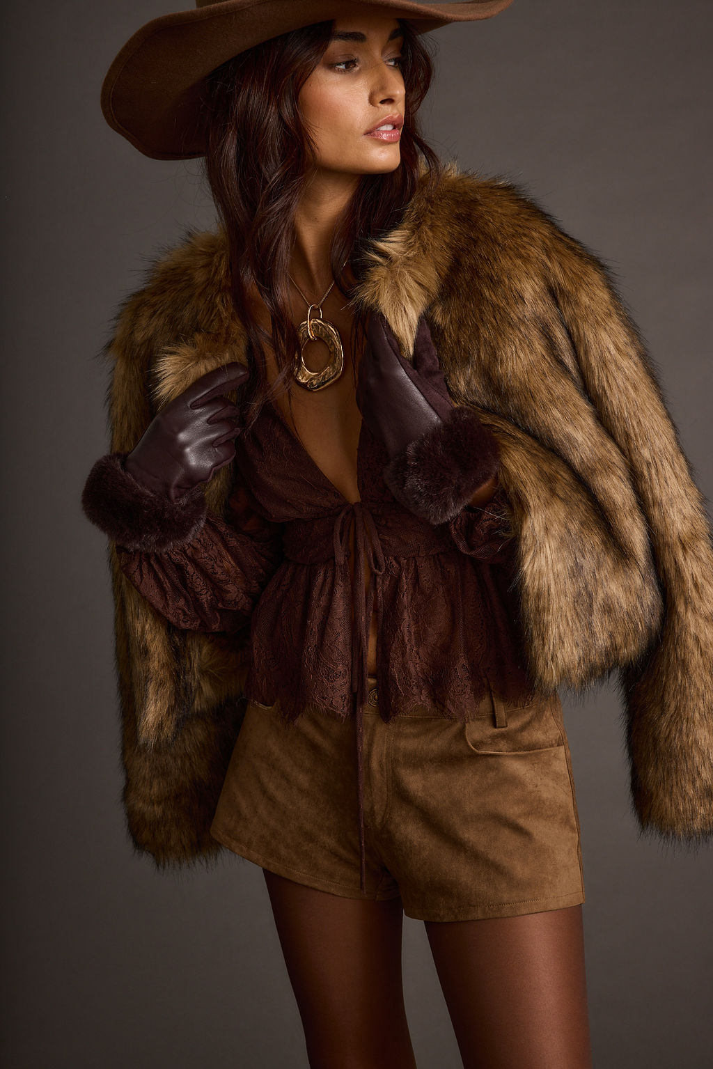 Callahan Mocha Lace Blouse