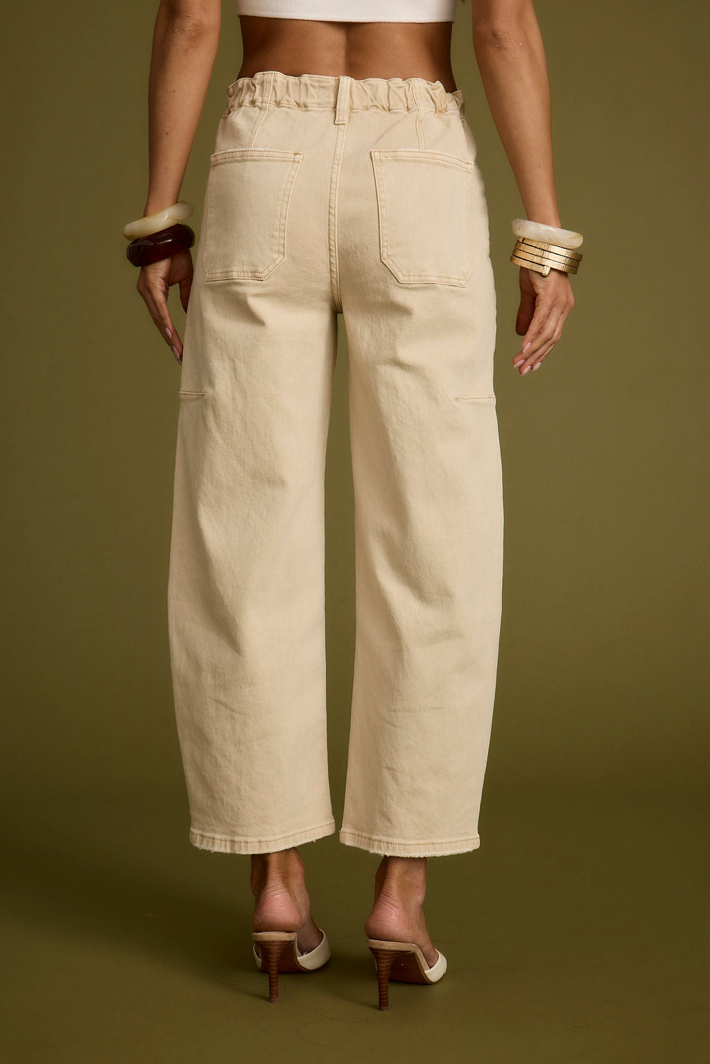 Chandler Beige Barrel Jeans
