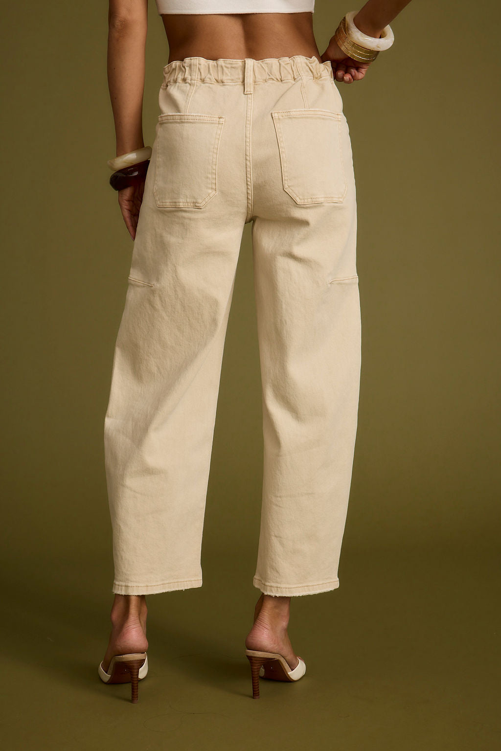 Chandler Beige Barrel Jeans