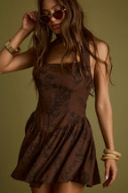 Chocolate Rouge Drop Waist Halter Mini Dress
