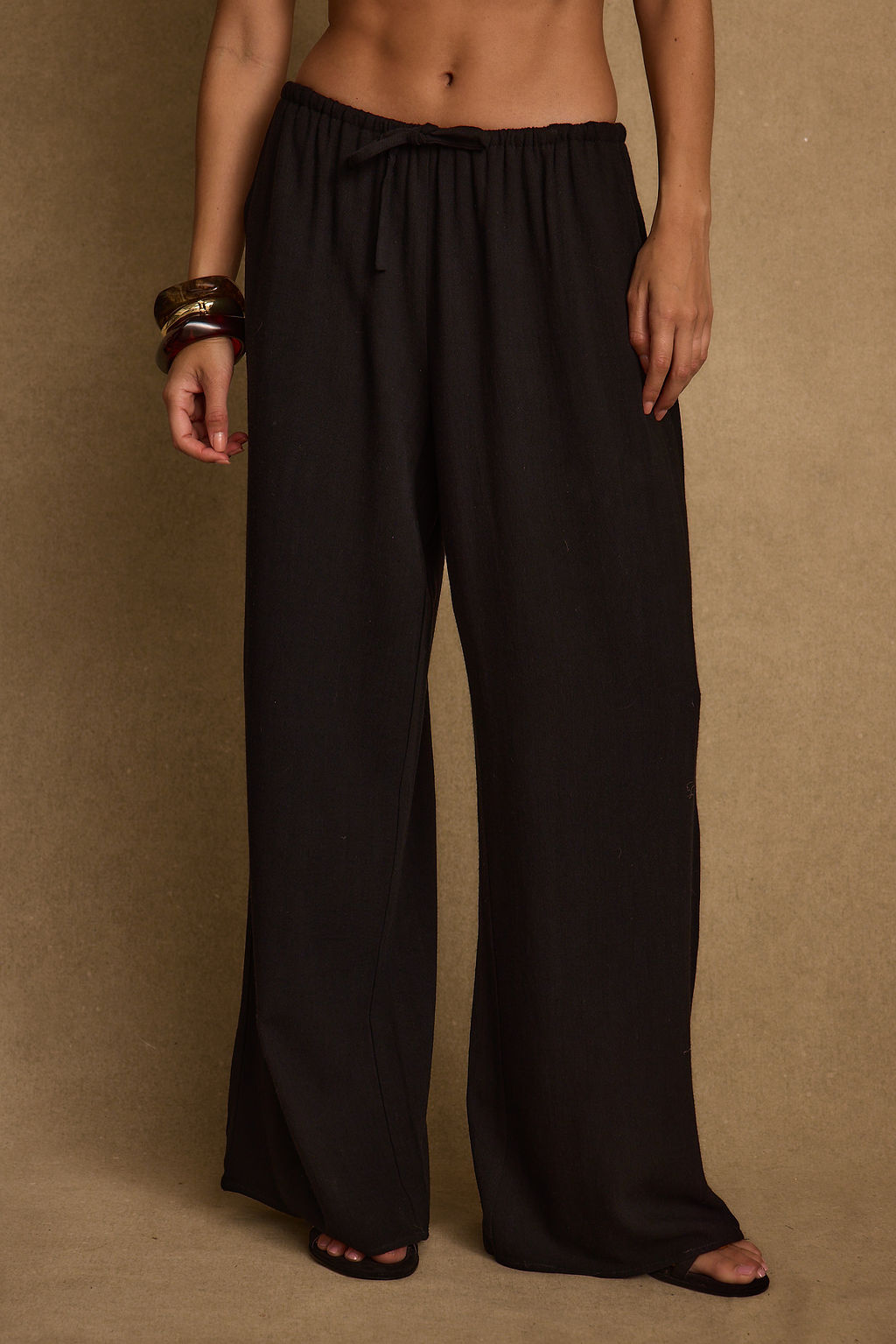 Clear Breeze Black Linen Pants
