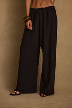 Clear Breeze Black Linen Pants