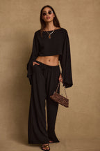 Clear Breeze Black Linen Pants