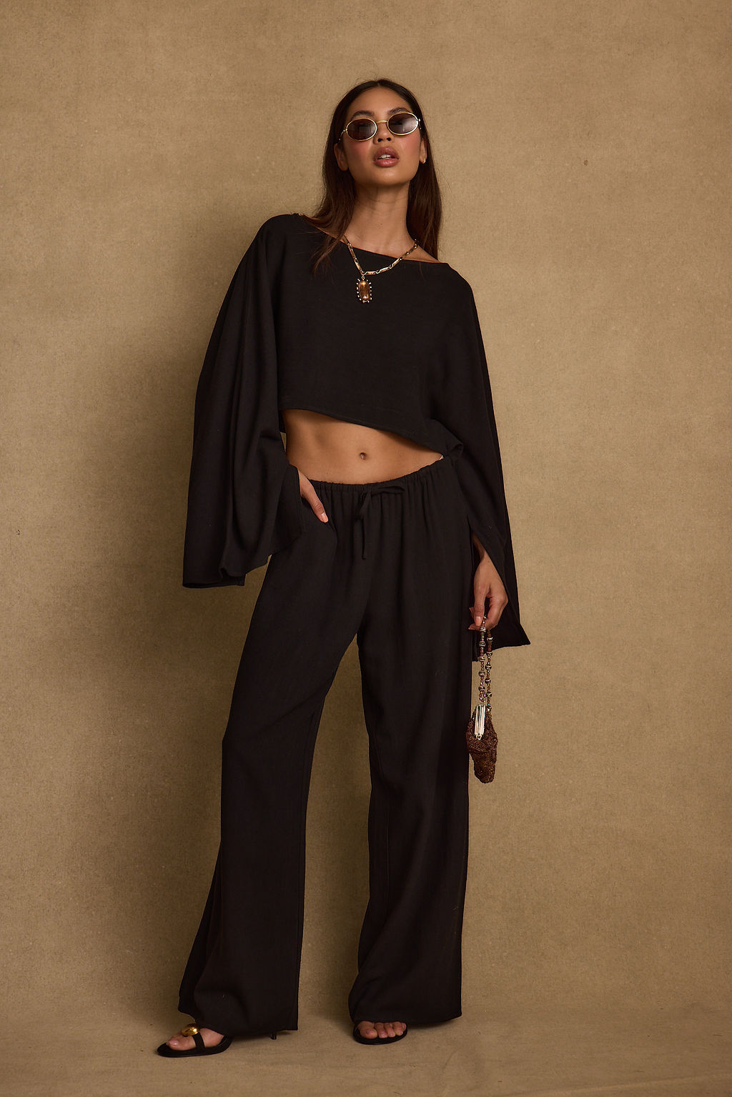 Clear Breeze Black Linen Pants