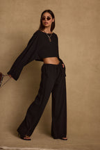 Clear Breeze Black Linen Pants