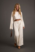 Clear Breeze Cream Satin Pants