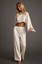 Clear Breeze Cream Satin Pants