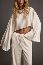 Clear Breeze Cream Satin Pants