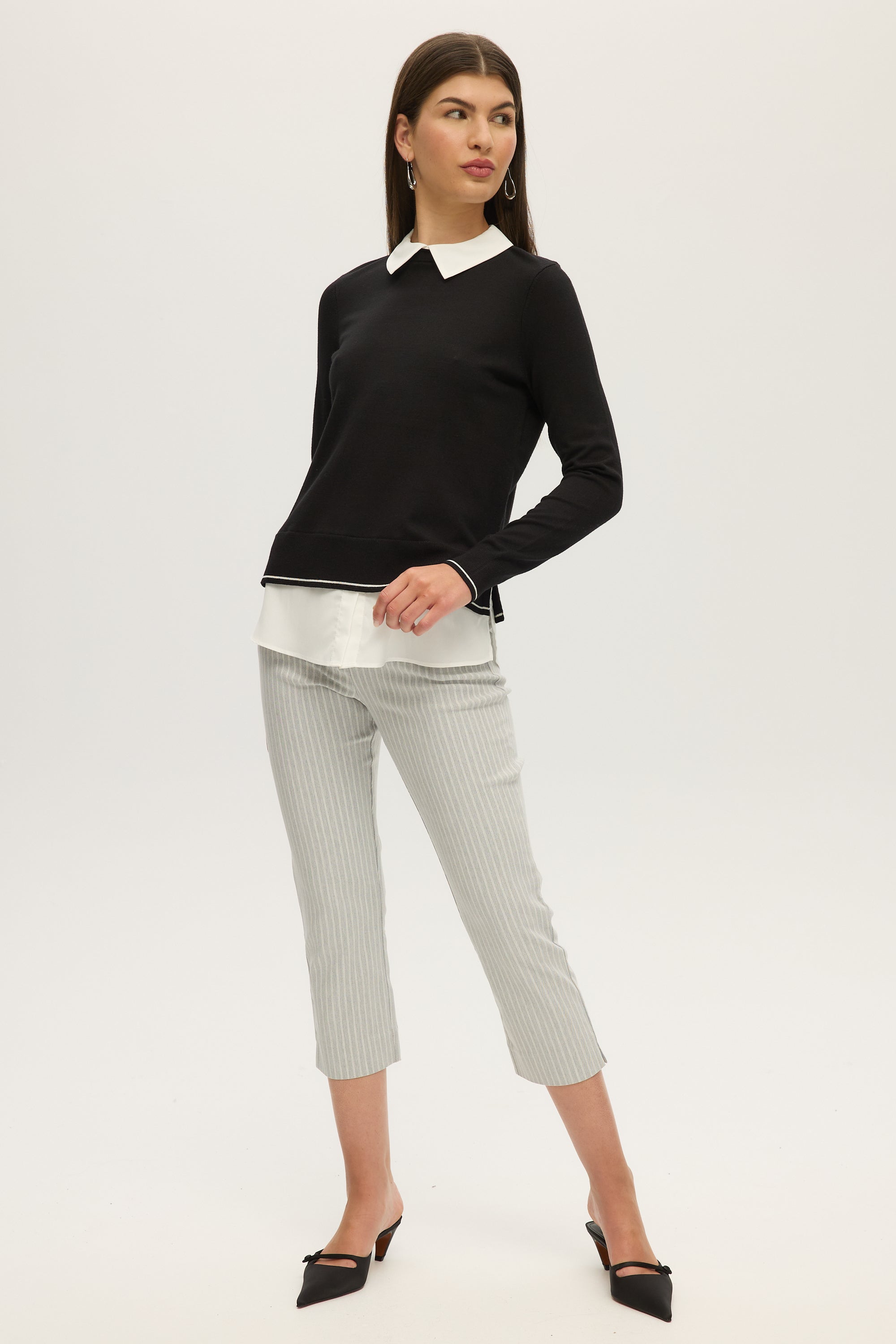 BLACK V-NECK SWEATER TOP COMBO